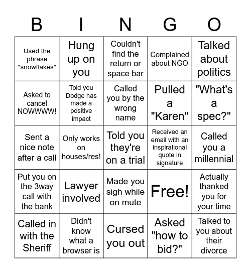 #TeamRetention Bingo! Bingo Card