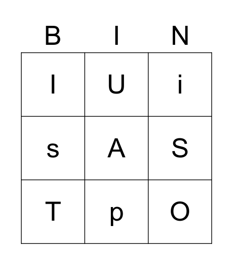 Letras del alfabeto Bingo Card