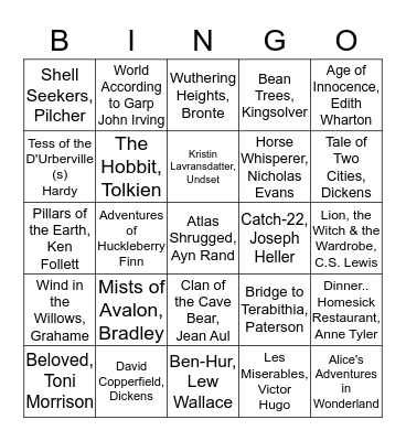 Favorite Novels of Librarians Bingo Card