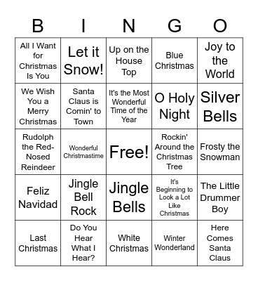 Christmas Music Bingo Card