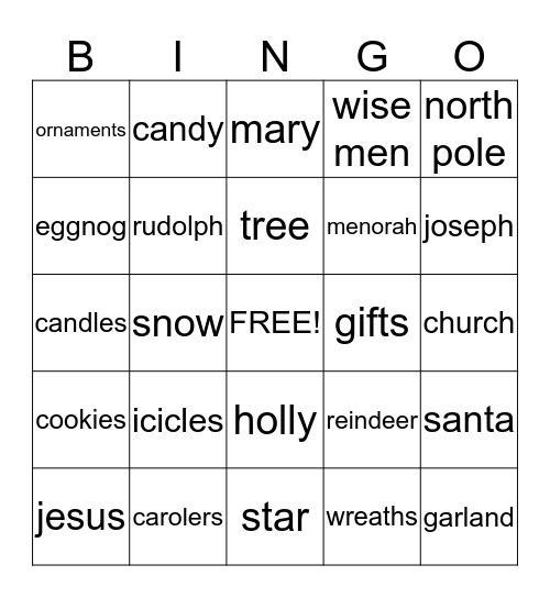 Christmas Bingo Card