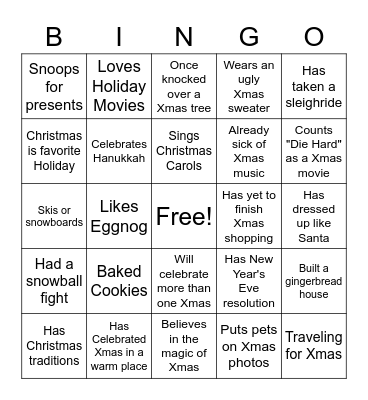 Christmas Bingo Card