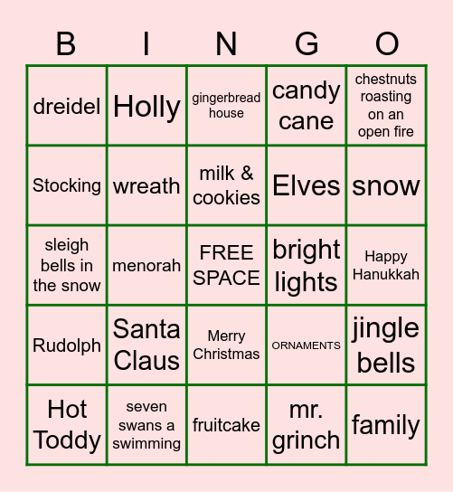 Holiday Bingo 2020 Bingo Card