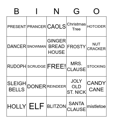 CHRISTMAS BINGO Card