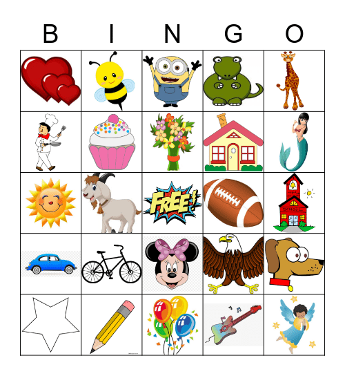 Picture Bingo for Kids Bingo Card