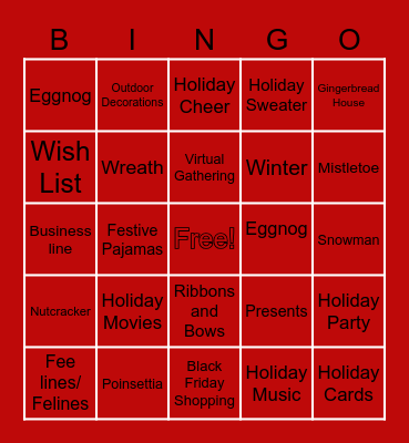 CR Holiday Bingo Card