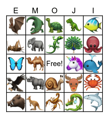 Animal Emoji Board 3 Bingo Card