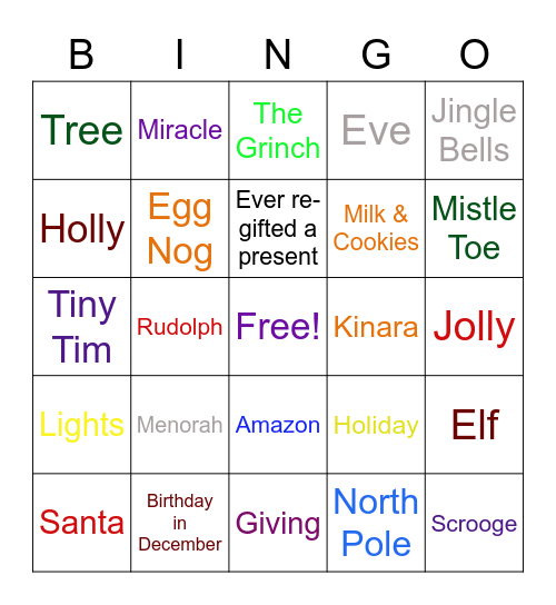 Holiday Bingo Card