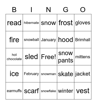 Winter Bingo Card