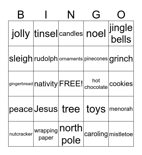 Christmas Bingo Card