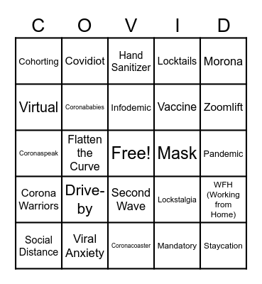 GaP Holiday COVID Virtual Bingo Card