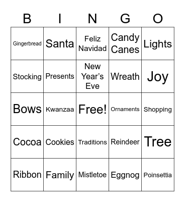 Holiday Bingo Card