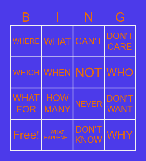 MGA ASL Common Phrases Bingo Card