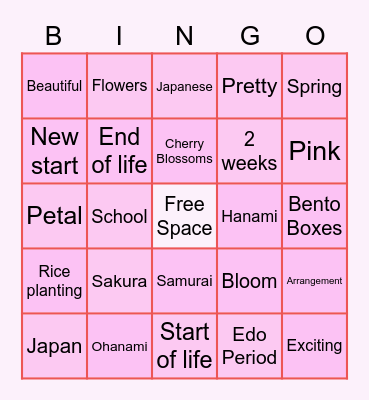 Sakura Bingo! Bingo Card