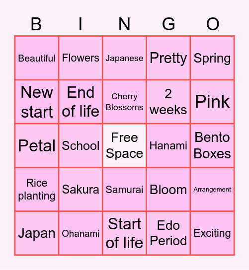 Sakura Bingo! Bingo Card