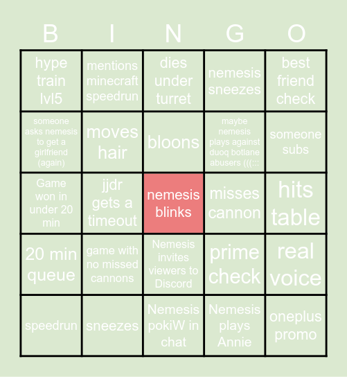 🎄 nemesis christmas bingo  🎄 Bingo Card