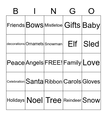 Christmas Bingo Card