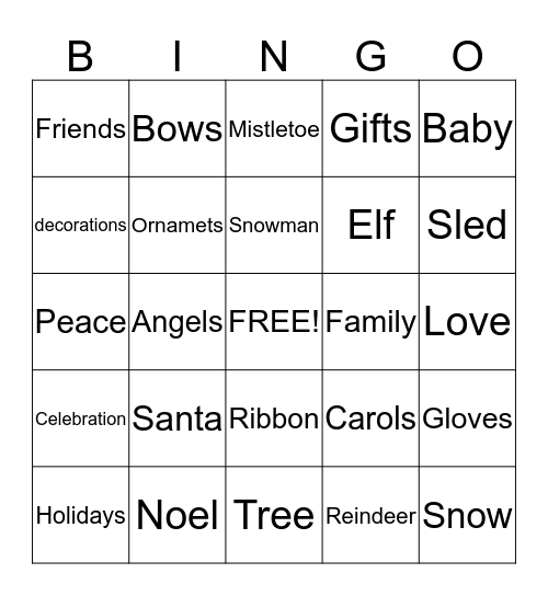 Christmas Bingo Card