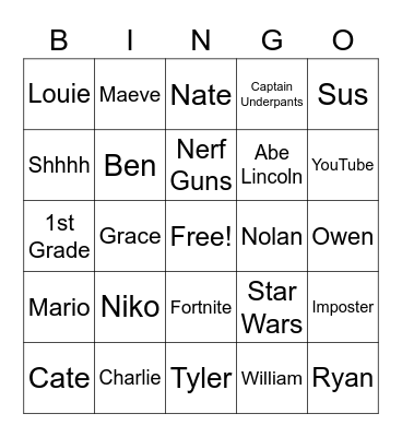 Patrick's Birthday! Bingo Card