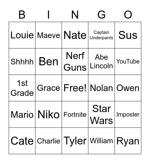 Patrick's Birthday! Bingo Card