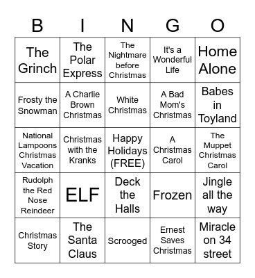 HOLIDAY BINGO Card