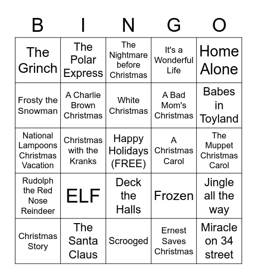 HOLIDAY BINGO Card