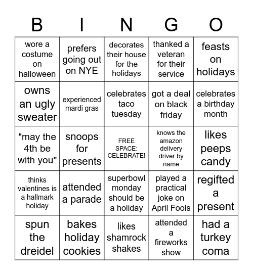 Training Team Holiday Bingo! Bingo Card