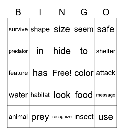 2nd Grade, Unit 2 Bingo Card