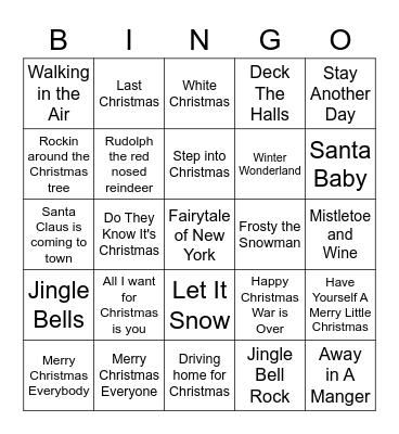 Christmas Music Bingo Card