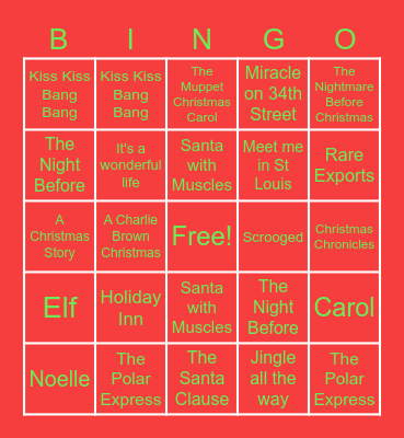 Christmas Card Bingo Card