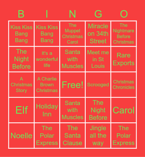 Christmas Card Bingo Card