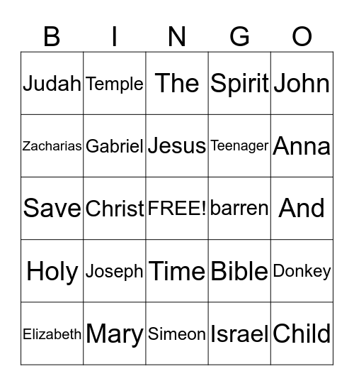 Bible Bingo Card