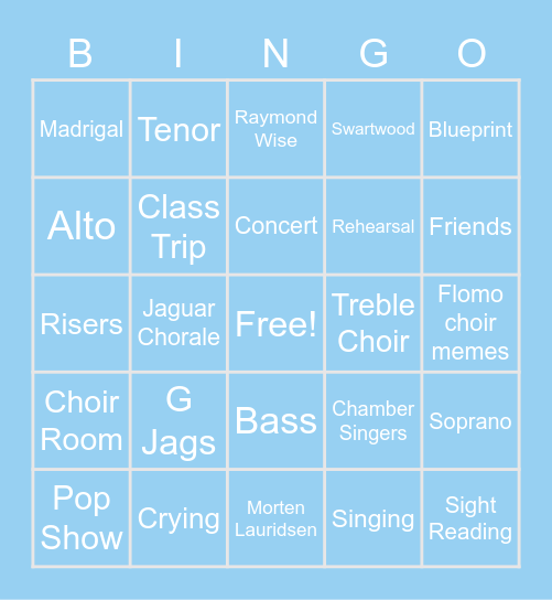 Flomo Choir Bingo Card