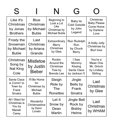 Happy Holidays! Singo Edition Bingo Card