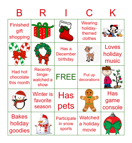 Team Holiday Bingo Card