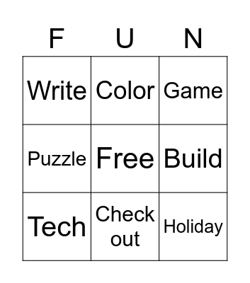 Library fun Bingo Card