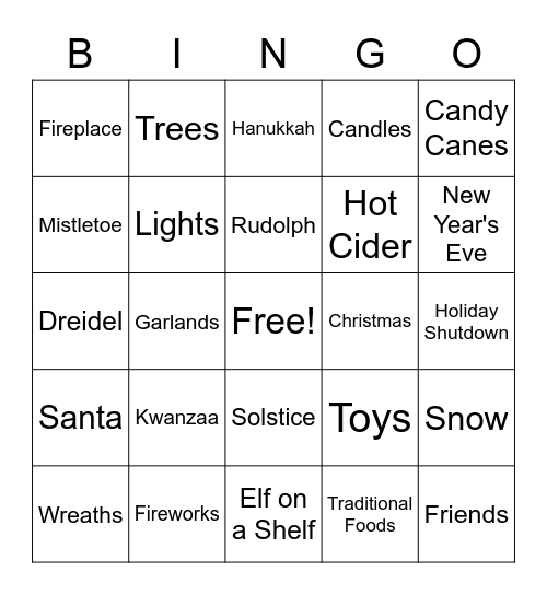 OCFO Holiday Bingo Card