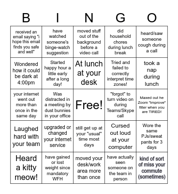 This is Work From Home! Bingo Card