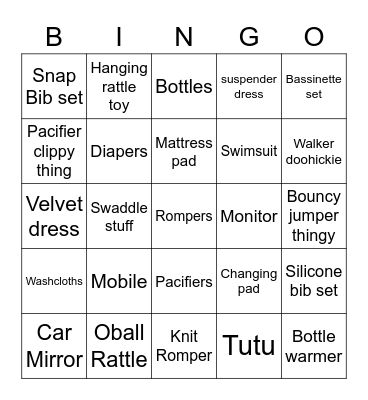 Janette's Baby Shower!!! Bingo Card