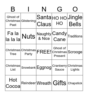 Christmas Bingo Card