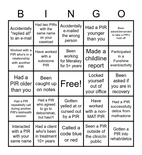 Parkside Bingo Card