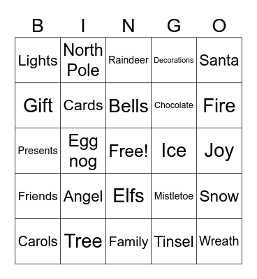 Silver Creek Christmas Bingo Card