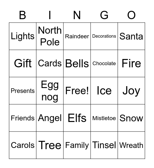 Silver Creek Christmas Bingo Card