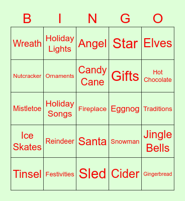 AFAS Holiday Bingo Card