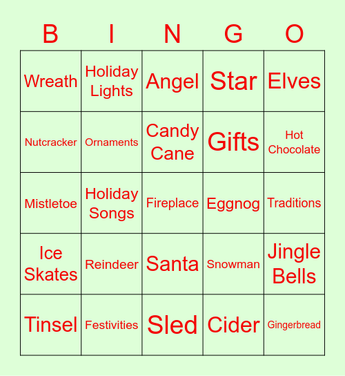 AFAS Holiday Bingo Card