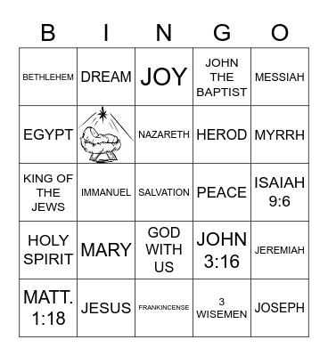 BIBLE BINGO Card