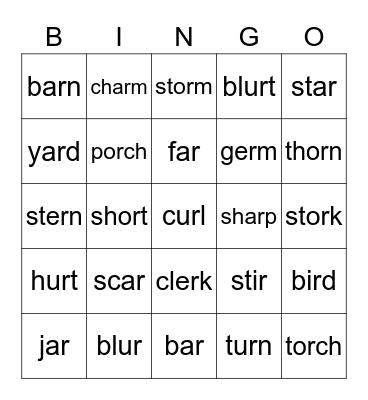 R controlled Bingo Card