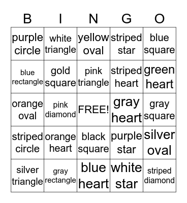 Colors and Shapes Bingo Card