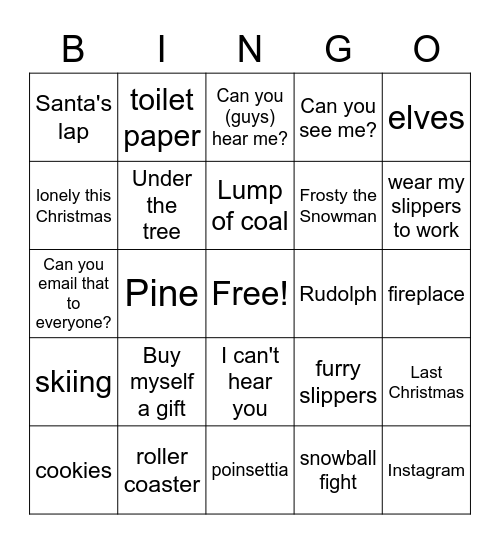 Holiday Zoom BINGO Card