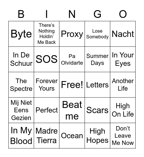 Music bingo Card